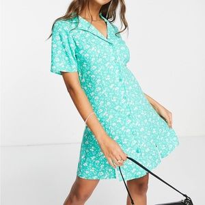 Floral fit and flare shirt dress